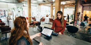 two women near tables